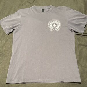 Chrome Hearts Light Gray Short Sleeve Tee with White Chest Emblem